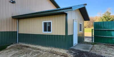 This is the new bathroom attached to party central which now has three stalls two urinals and a wash basin with two sinks